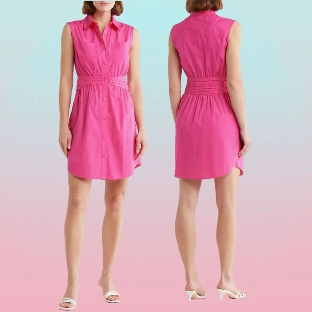 NWT Derek Lam 10 Crosby “Cora” sleeveless shirt dress in Magenta Size 8